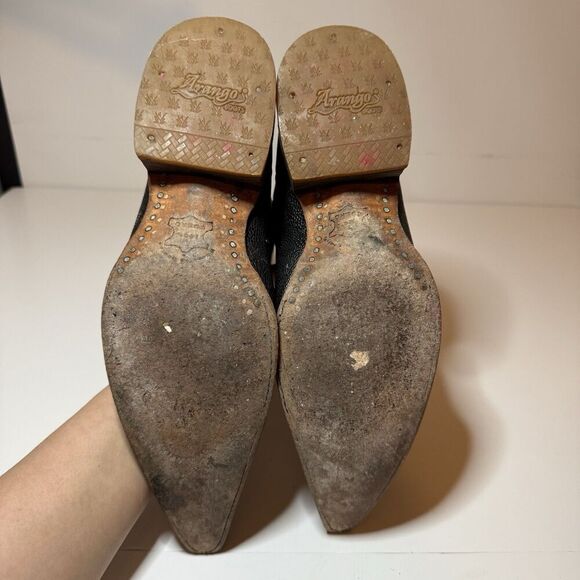 Mens Black Cowboy Boots Stingray Imitaition Leather Pointed Toe Sz 6 Arango Boot - Picture 9 of 12